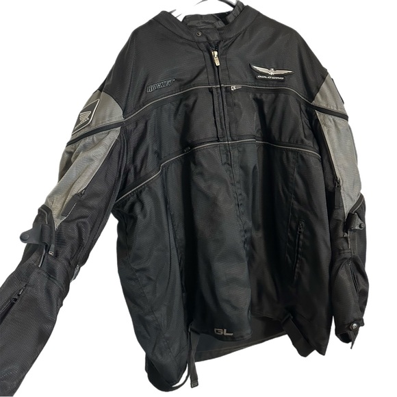 Men's Black and Gray Motorcycle Jacket - Picture 1 of 16